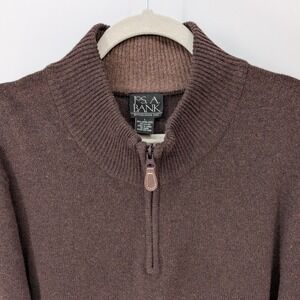 Jos A Bank Large $198 Brown Lambswool Blend Classic Quarter Zip Sweater NWOT